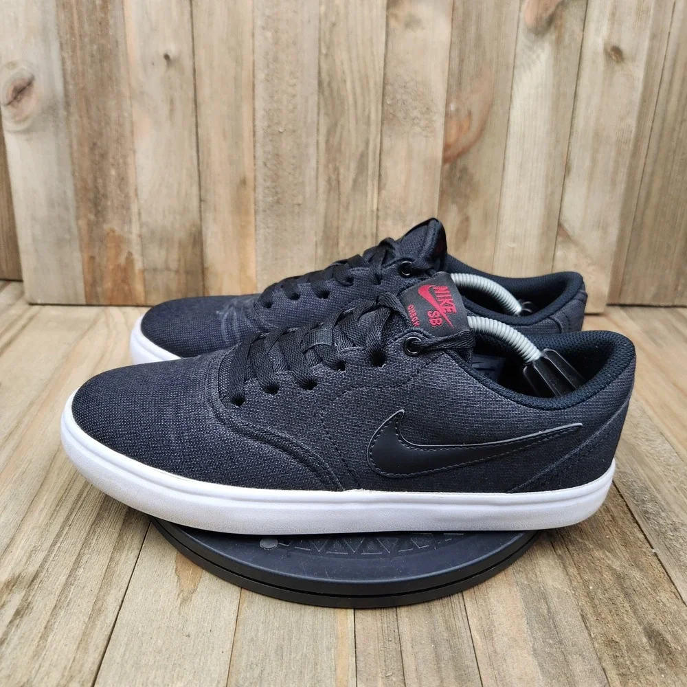 Nike SB Check Solarsoft Mens size 8 Canvas Black Skate Shoes 843896-001